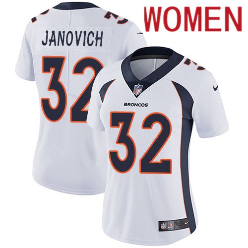 Women Denver Broncos 32 Andy Janovich White Nike Vapor Limited NFL Jersey